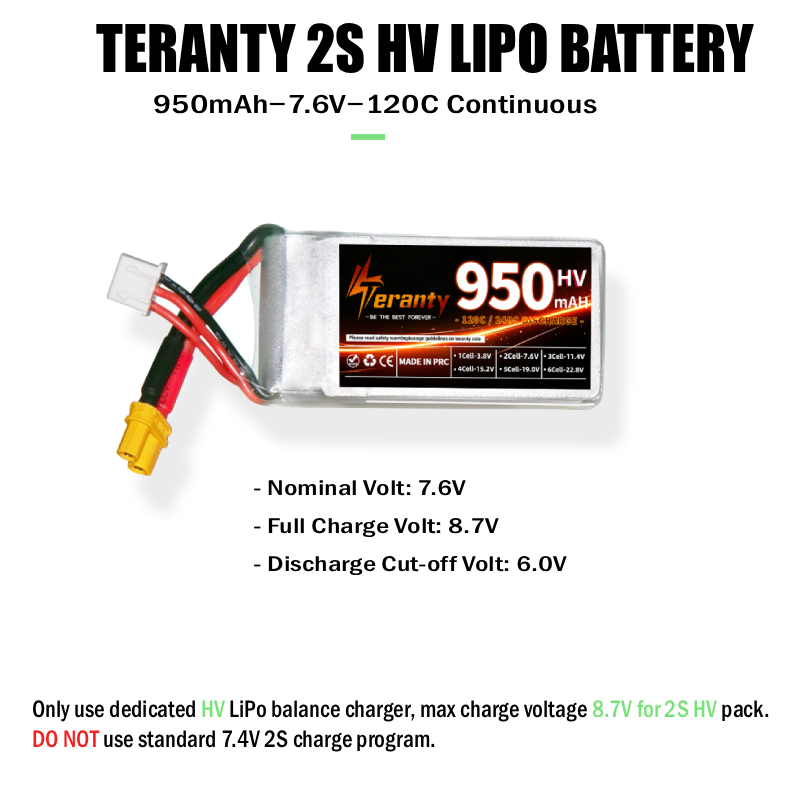 Batteria LiPo Teranty 2S HV 7. - Drone Racing Charger recensione e prezzo